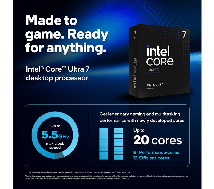 Intel Core Ultra 7 265K - Core Ultra 7 (Series 2) Arrow Lake 20-Core (8P+12E), LGA 1851, 125W Desktop Processor - BX80768265K