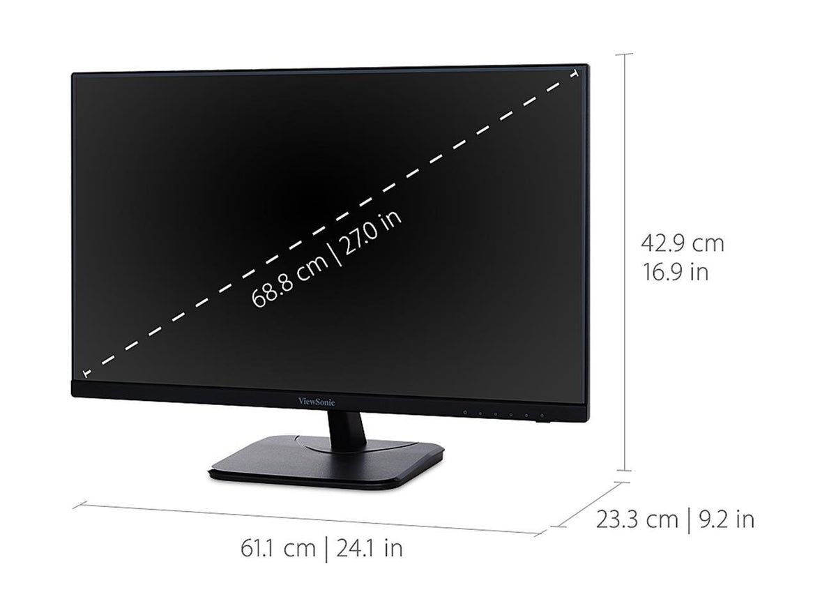 ViewSonic VA2756-MHD 27" Full HD 1920 x 1080 VGA HDMI DisplayPort Built-in Speakers SuperClear Backlit LED IPS Monitor