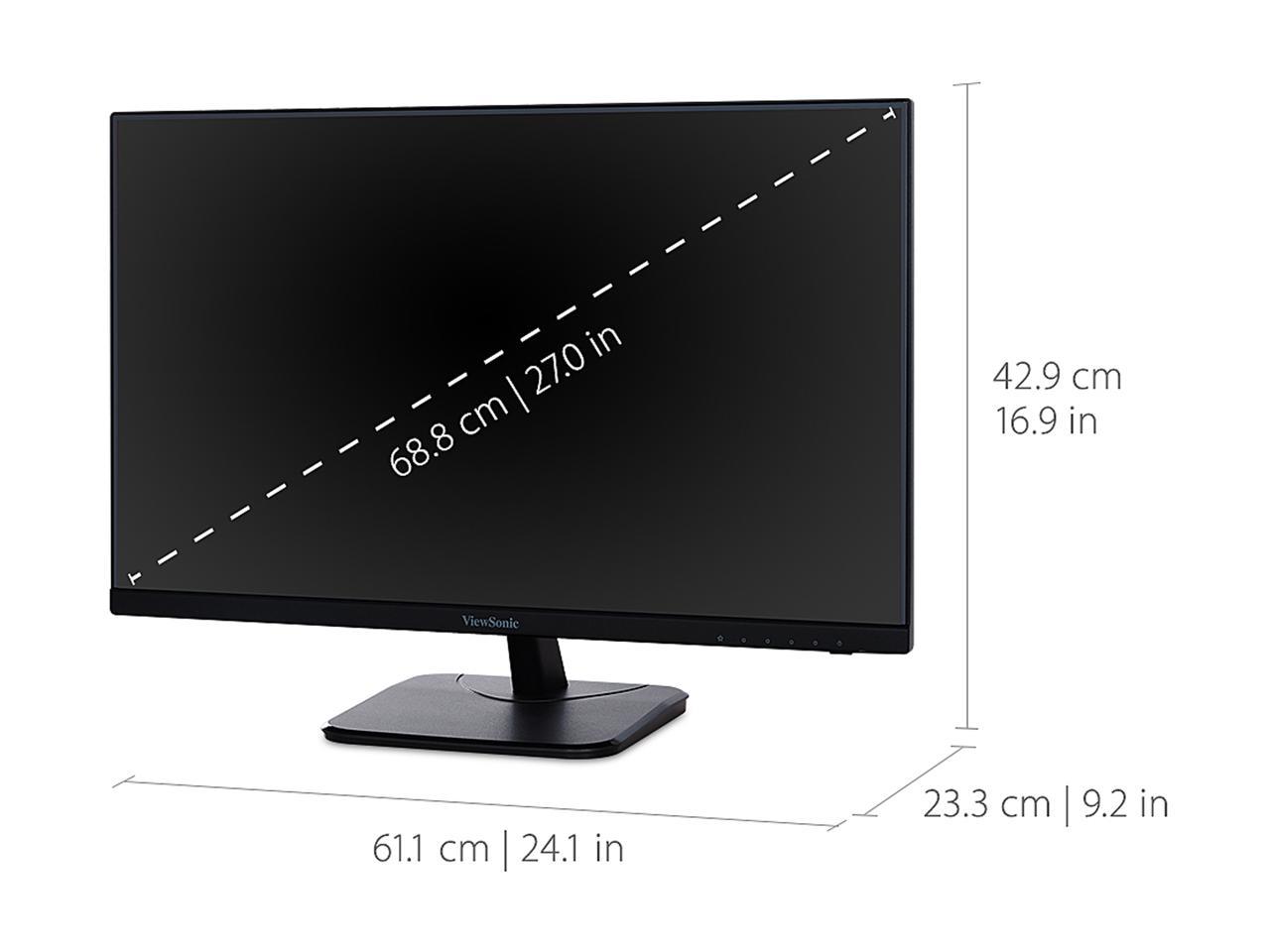 ViewSonic VA2756-MHD 27" Full HD 1920 x 1080 VGA HDMI DisplayPort Built-in Speakers SuperClear Backlit LED IPS Monitor