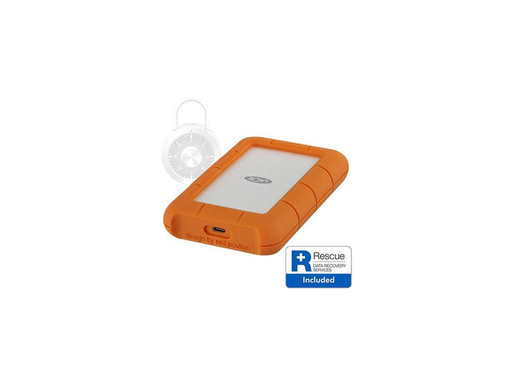 LaCie Rugged Secure USB-C 2TB All-Terrain Encrypted Portable Hard Drive Model STFR2000403