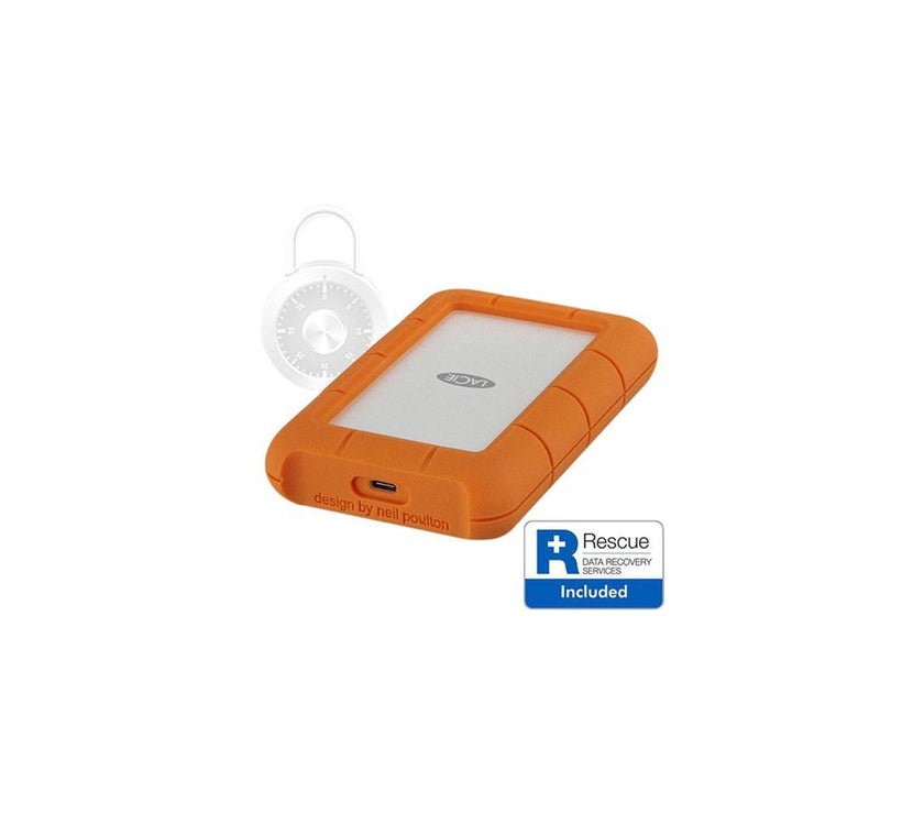 LaCie Rugged Secure USB-C 2TB All-Terrain Encrypted Portable Hard Drive Model STFR2000403