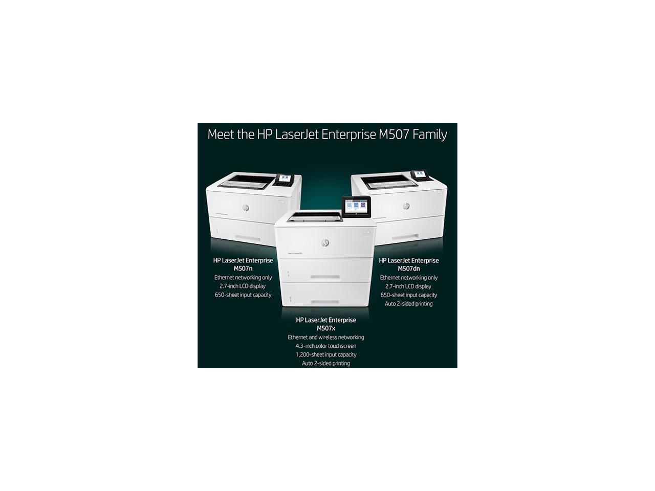 HP LaserJet Enterprise M507n Laser Printer, Black And White Mobile Print Up to