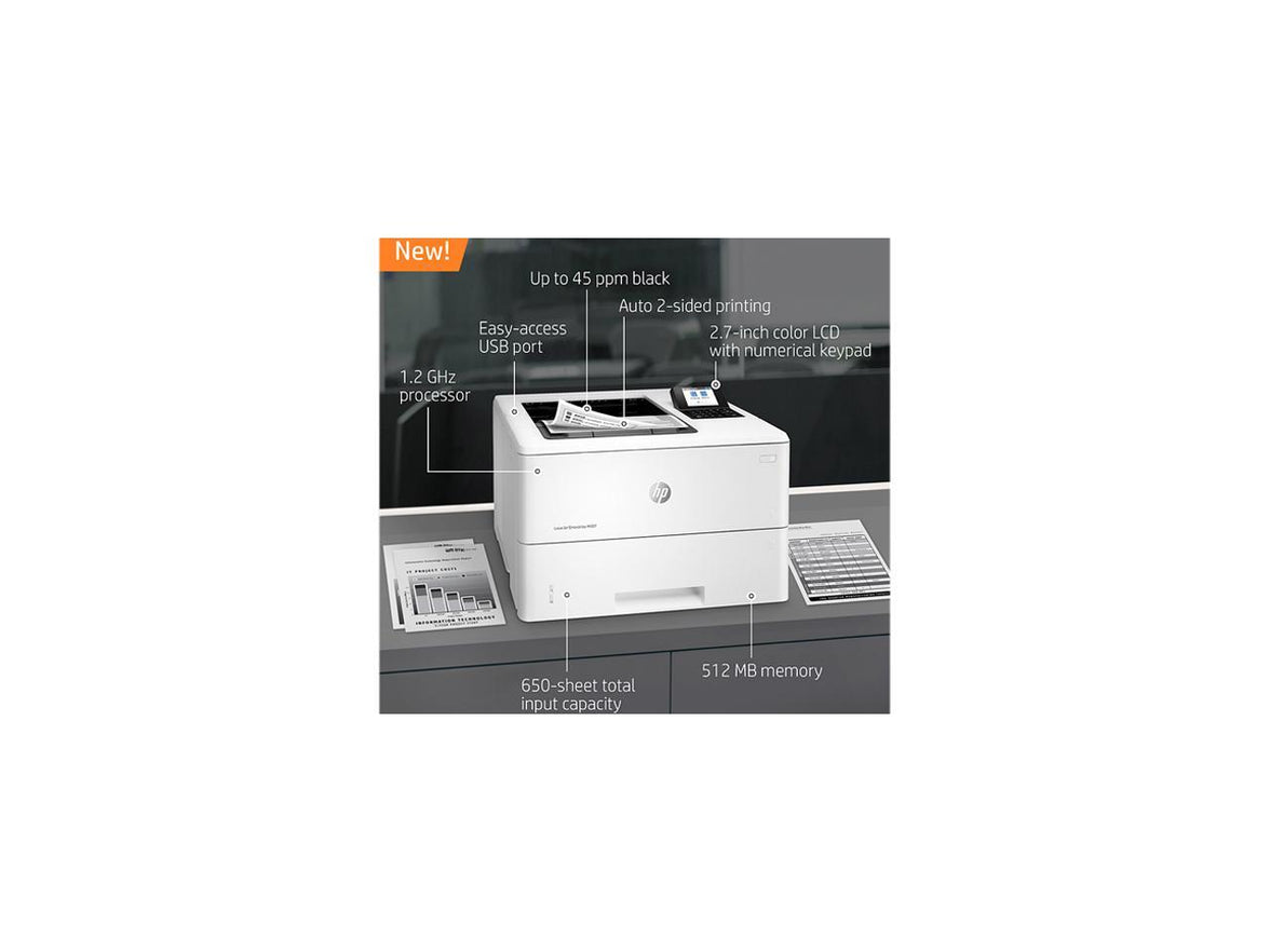 HP LaserJet Enterprise M507n Laser Printer, Black And White Mobile Print Up to