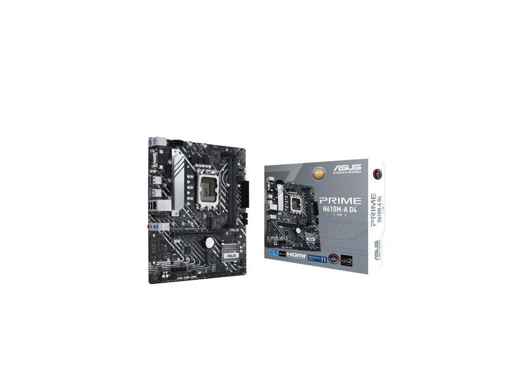 ASUS PRIME H610M-A D4-CSM LGA 1700 (Intel 12th & 13th Gen) Micro-ATX Commercial Motherboard (PCIe 4.0, DDR4, 2xM.2 slots, 1Gb LAN, rear USB 3.2 Gen 2 ports, DP/HDMI/D-Sub, SPI-TPM header, ACCE)