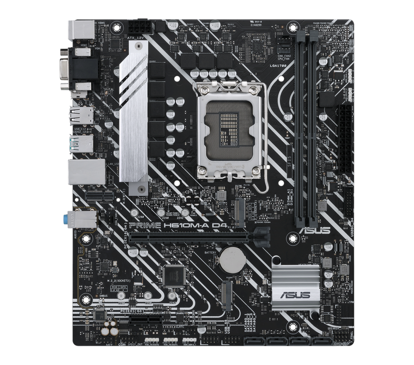 ASUS PRIME H610M-A D4-CSM LGA 1700 (Intel 12th & 13th Gen) Micro-ATX Commercial Motherboard (PCIe 4.0, DDR4, 2xM.2 slots, 1Gb LAN, rear USB 3.2 Gen 2 ports, DP/HDMI/D-Sub, SPI-TPM header, ACCE)