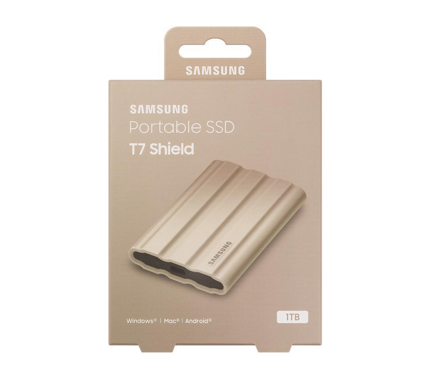 SAMSUNG T7 Shield Portable External Solid State Drive USB 3.2 1TB , IP65 Water Resistant, Compatible with PC / Mac / Android / Gaming Consoles (MUPE1T0K/AM), Beige