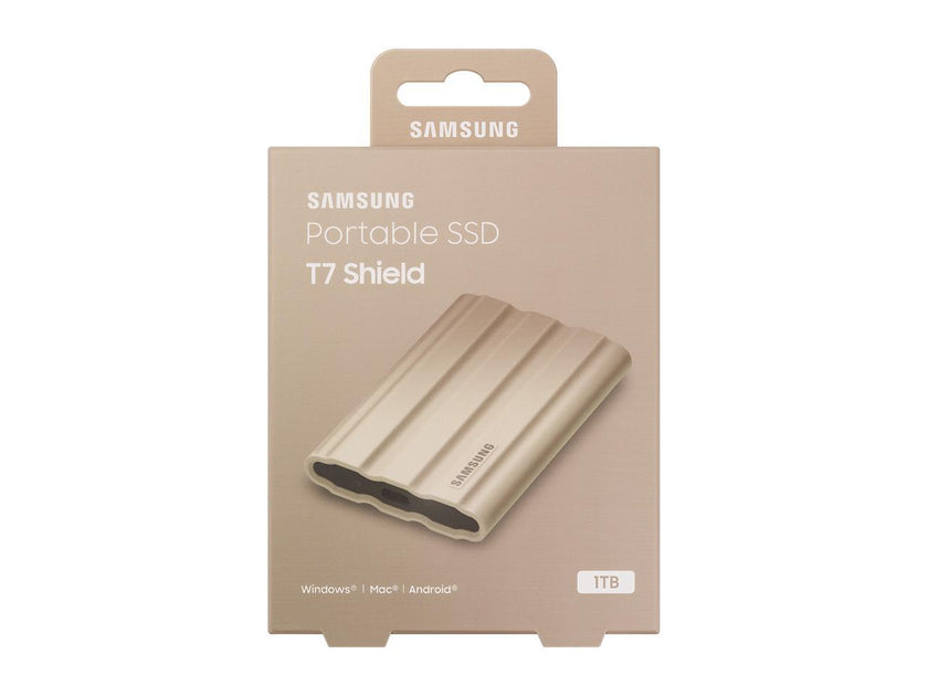 SAMSUNG T7 Shield Portable External Solid State Drive USB 3.2 1TB , IP65 Water Resistant, Compatible with PC / Mac / Android / Gaming Consoles (MUPE1T0K/AM), Beige