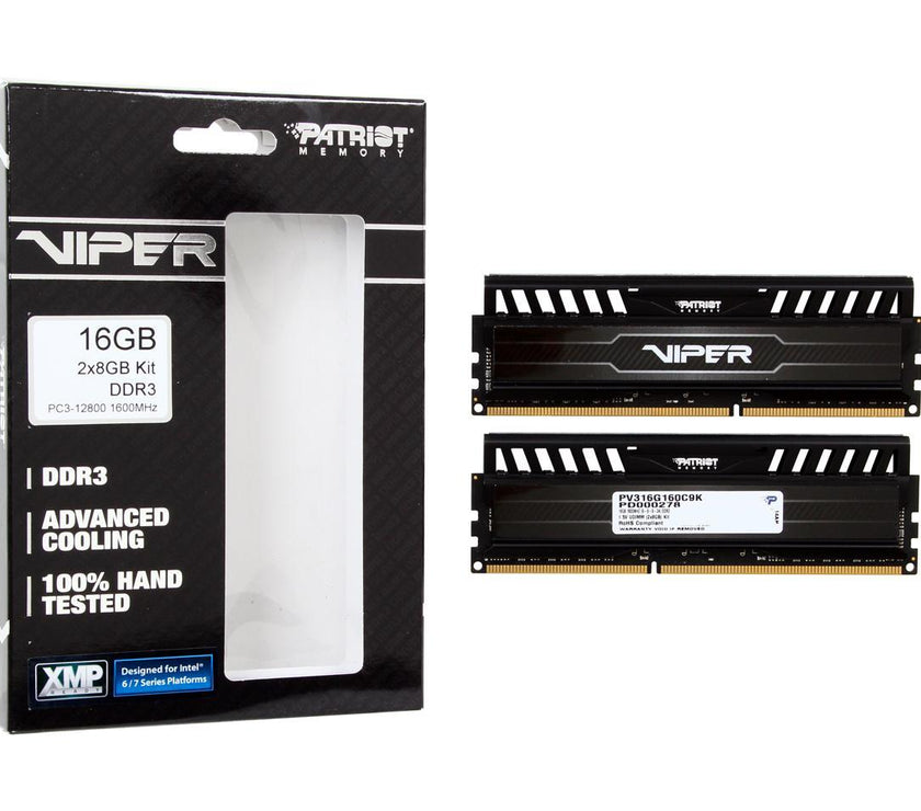 Patriot Viper 3 16GB (2 x 8GB) 240-Pin PC RAM DDR3 1600 (PC3 12800) Desktop Memory Model PV316G160C9K