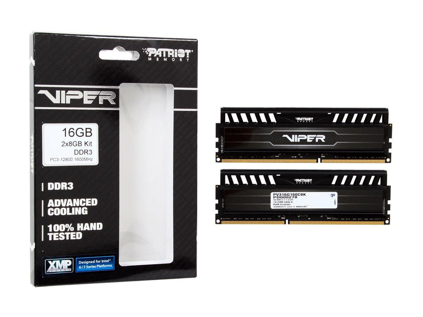 Patriot Viper 3 16GB (2 x 8GB) 240-Pin PC RAM DDR3 1600 (PC3 12800) Desktop Memory Model PV316G160C9K