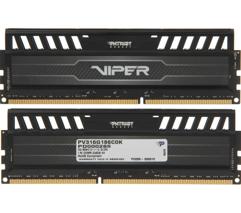 Patriot Viper 3 16GB (2 x 8GB) 240-Pin PC RAM DDR3 1866 (PC3 15000) Desktop Memory Model PV316G186C0K