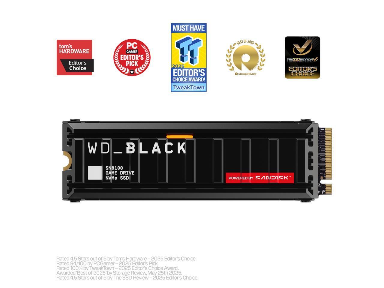 WD_BLACK SN8100 NVMe SSD - 1TB, With Heatsink, M.2 2280 PCI-Express 5.0 x4 Internal Solid State Drive (SSD) WDS100T1XHM-00CMT0