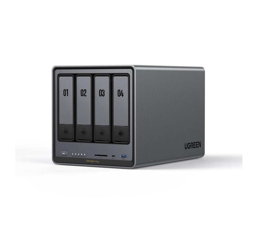 UGREEN NASync DXP4800 Plus, 4-Bay Thunderbolt™ NAS with Intel®  Pentium Gold, 5-Core CPU (Up to 4.40 GHz), 8GB DDR5, 1x 2.5GbE, 1x 10GbE, 2x TBT4, SD Slot (Diskless)