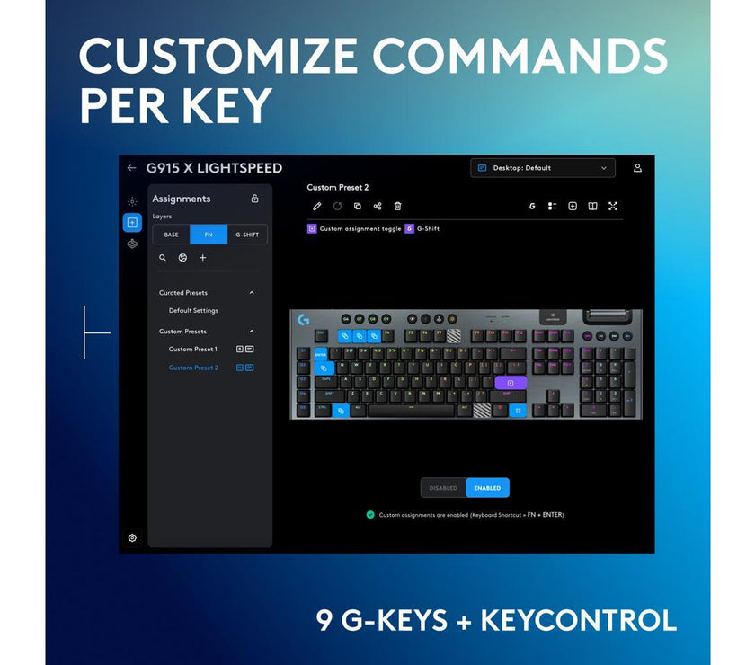 Logitech G915 X LIGHTSPEED Clicky Wireless Full-Size Gaming Keyboard