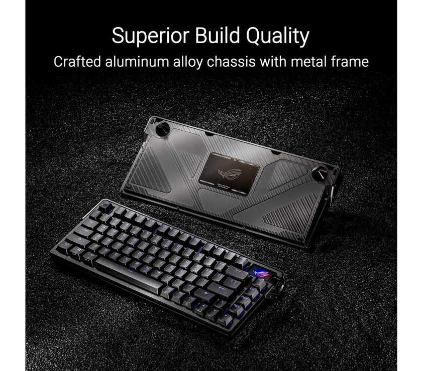 ASUS ROG Azoth Extreme 75 Custom Gaming Keyboard, Aluminum Chassis, Carbon Fiber Positioning Plate, Adjustable Gasket Mount, 3-Layer Dampening, Color OLED Touchscreen, ROG NX Snow Switches, PBT Keycaps