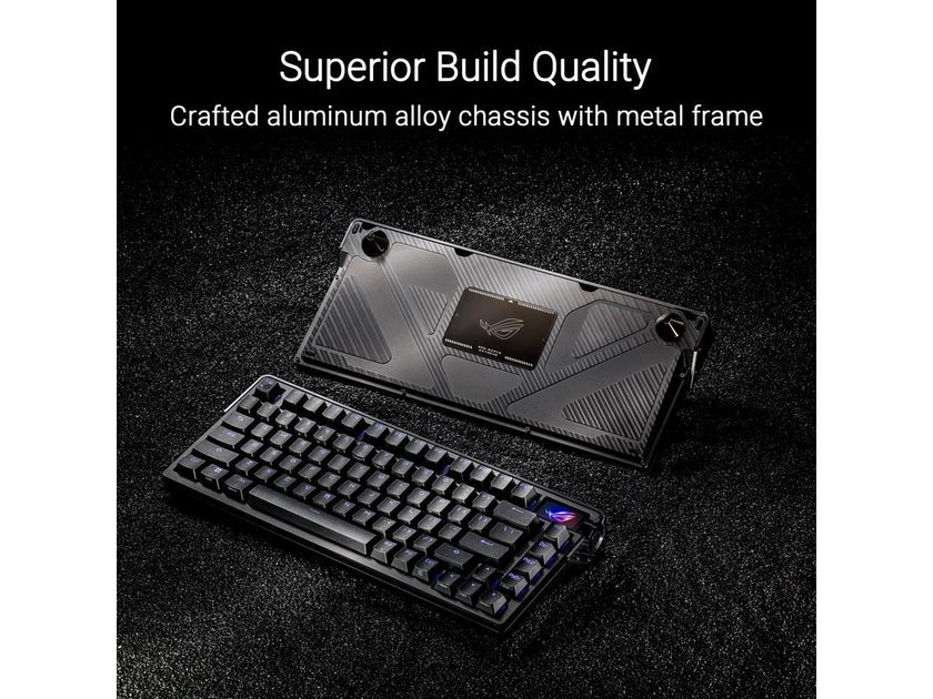 ASUS ROG Azoth Extreme 75 Custom Gaming Keyboard, Aluminum Chassis, Carbon Fiber Positioning Plate, Adjustable Gasket Mount, 3-Layer Dampening, Color OLED Touchscreen, ROG NX Snow Switches, PBT Keycaps