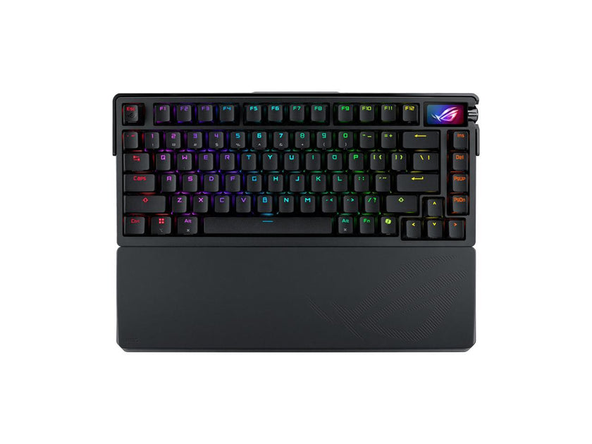 ASUS ROG Azoth Extreme 75 Custom Gaming Keyboard, Aluminum Chassis, Carbon Fiber Positioning Plate, Adjustable Gasket Mount, 3-Layer Dampening, Color OLED Touchscreen, ROG NX Snow Switches, PBT Keycaps