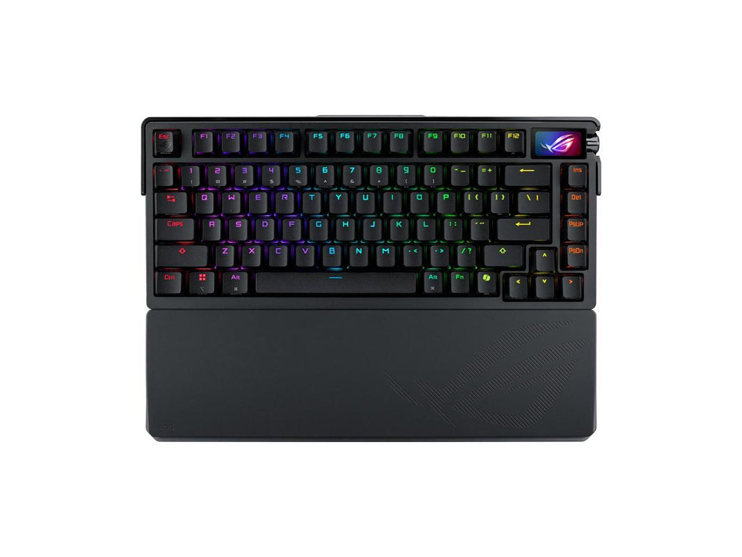 ASUS ROG Azoth Extreme 75 Custom Gaming Keyboard, Aluminum Chassis, Carbon Fiber Positioning Plate, Adjustable Gasket Mount, 3-Layer Dampening, Color OLED Touchscreen, ROG NX Snow Switches, PBT Keycaps