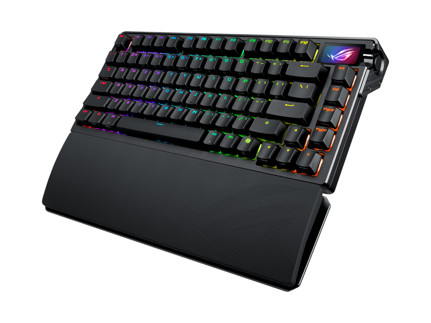 ASUS ROG Azoth Extreme 75 Custom Gaming Keyboard, Aluminum Chassis, Carbon Fiber Positioning Plate, Adjustable Gasket Mount, 3-Layer Dampening, Color OLED Touchscreen, ROG NX Snow Switches, PBT Keycaps