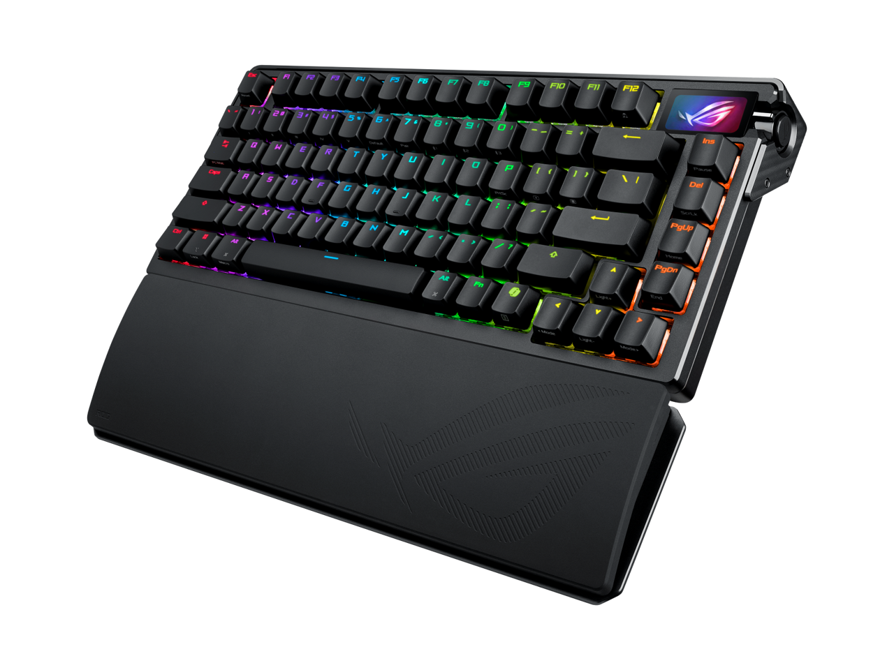 ASUS ROG Azoth Extreme 75 Custom Gaming Keyboard, Aluminum Chassis, Carbon Fiber Positioning Plate, Adjustable Gasket Mount, 3-Layer Dampening, Color OLED Touchscreen, ROG NX Snow Switches, PBT Keycaps
