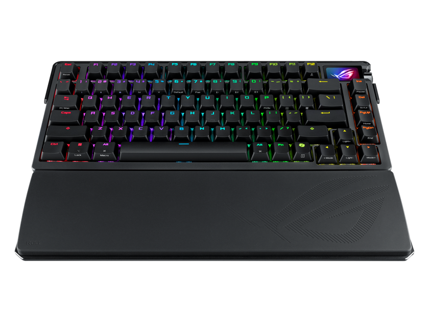 ASUS ROG Azoth Extreme 75 Custom Gaming Keyboard, Aluminum Chassis, Carbon Fiber Positioning Plate, Adjustable Gasket Mount, 3-Layer Dampening, Color OLED Touchscreen, ROG NX Snow Switches, PBT Keycaps