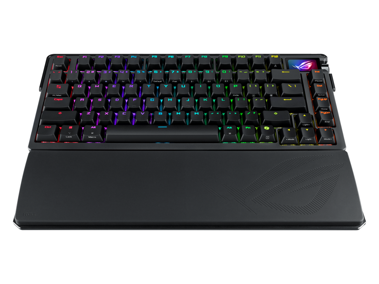 ASUS ROG Azoth Extreme 75 Custom Gaming Keyboard, Aluminum Chassis, Carbon Fiber Positioning Plate, Adjustable Gasket Mount, 3-Layer Dampening, Color OLED Touchscreen, ROG NX Snow Switches, PBT Keycaps