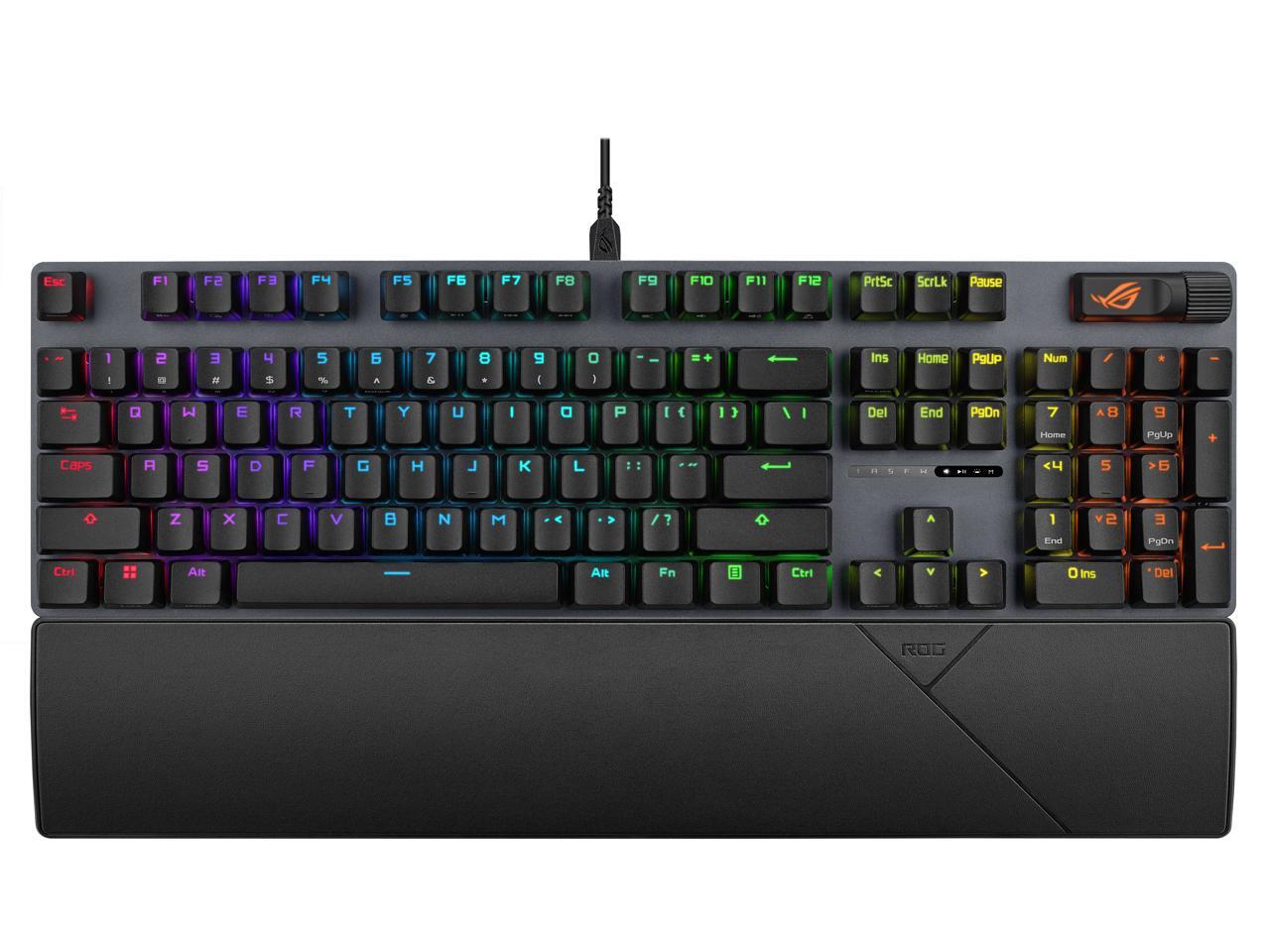 ASUS ROG Strix Scope II X Wired USB Mechanical Gaming Keyboard - 100% Full-Size, Hot Swappable Pre-lubed ROG NX Storm V2 Clicky Switches, PBT Keycaps, RGB, PC/Mac Support - Black