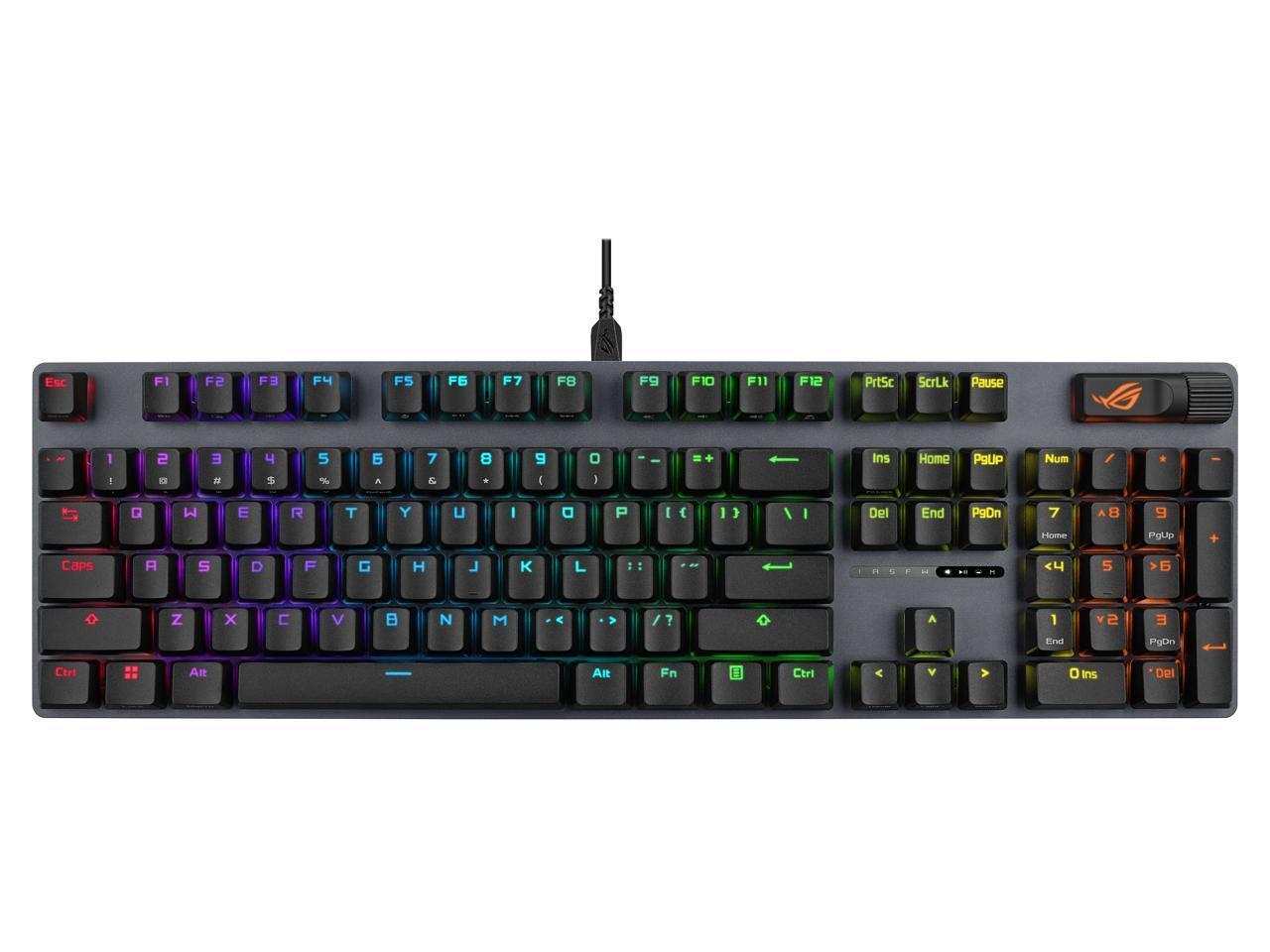 ASUS ROG Strix Scope II X Wired USB Mechanical Gaming Keyboard - 100% Full-Size, Hot Swappable Pre-lubed ROG NX Storm V2 Clicky Switches, PBT Keycaps, RGB, PC/Mac Support - Black