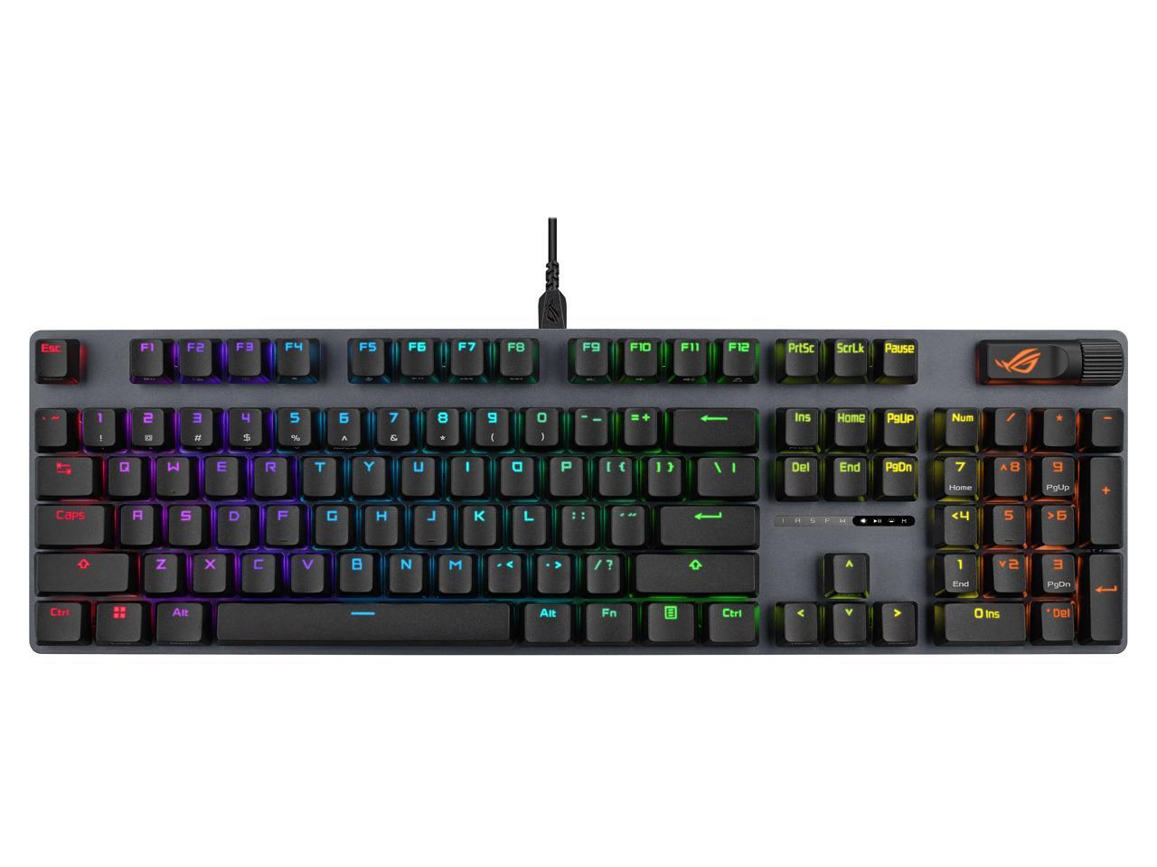 ASUS ROG Strix Scope II X Wired USB Mechanical Gaming Keyboard - 100% Full-Size, Hot Swappable Pre-lubed ROG NX Storm V2 Clicky Switches, PBT Keycaps, RGB, PC/Mac Support - Black