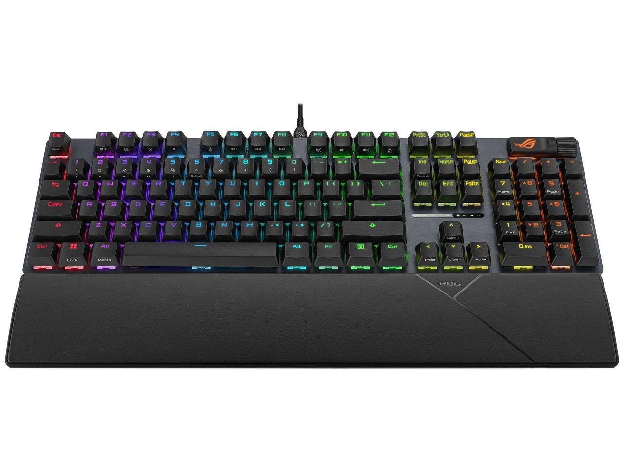 ASUS ROG Strix Scope II X Wired USB Mechanical Gaming Keyboard - 100% Full-Size, Hot Swappable Pre-lubed ROG NX Storm V2 Clicky Switches, PBT Keycaps, RGB, PC/Mac Support - Black