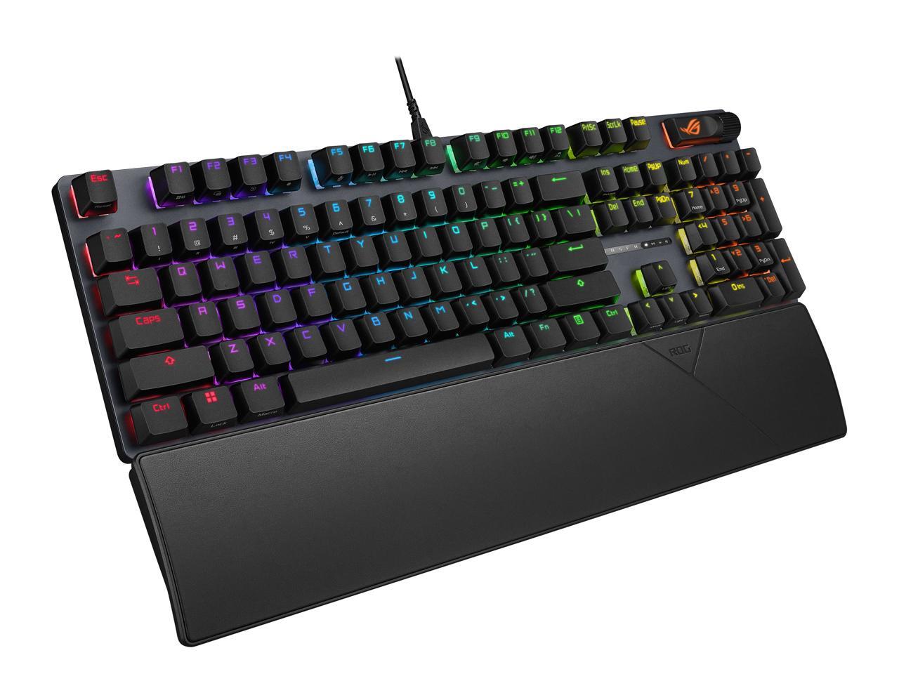 ASUS ROG Strix Scope II X Wired USB Mechanical Gaming Keyboard - 100% Full-Size, Hot Swappable Pre-lubed ROG NX Storm V2 Clicky Switches, PBT Keycaps, RGB, PC/Mac Support - Black