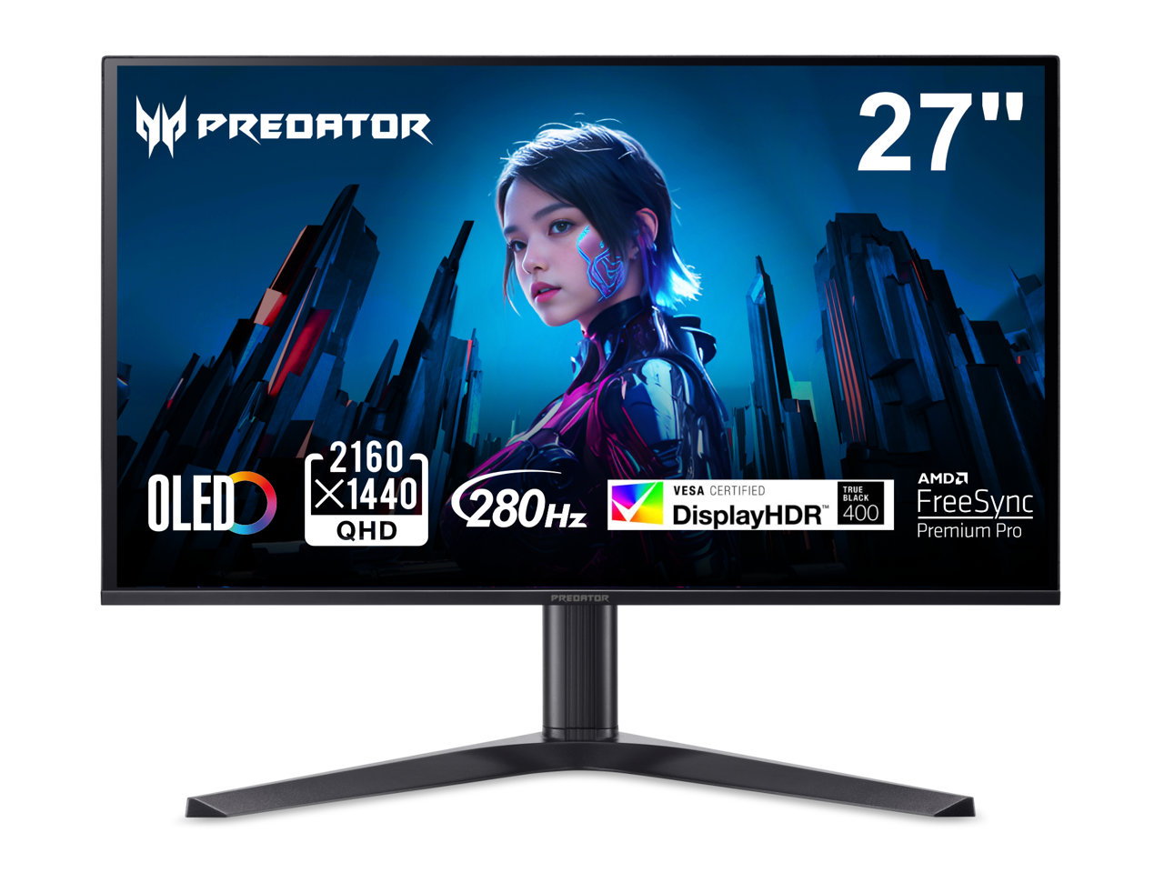 Acer Predator OLED X27U Z1bmiiprx 27" WQHD (2560 x 1440) Widescreen Gaming Monitor with AMD FreeSync Premium pro, 280Hz Refresh Rate, 0.03ms Response Time, 1000nits @ HDR 3%, DCI-P3 99%, Delta E<2