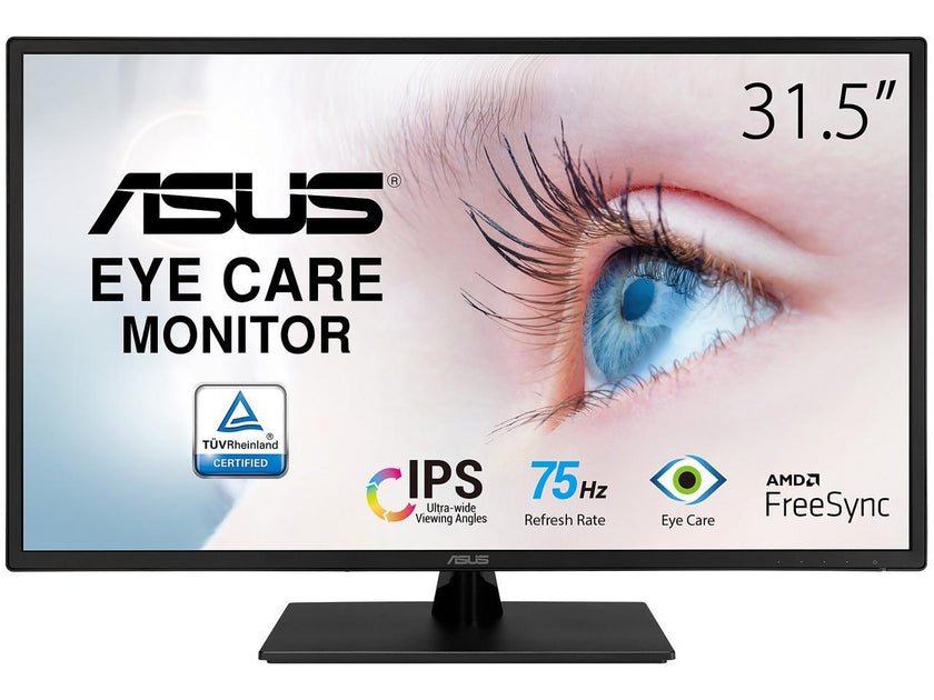 ASUS 31.5" 1080P Monitor (VA329HE) - Full HD, IPS, 75Hz, Adaptive-Sync, Eye Care, Low Blue Light, Flicker Free, HDMI, VGA, Wall Mountable, Tilt Adjustable