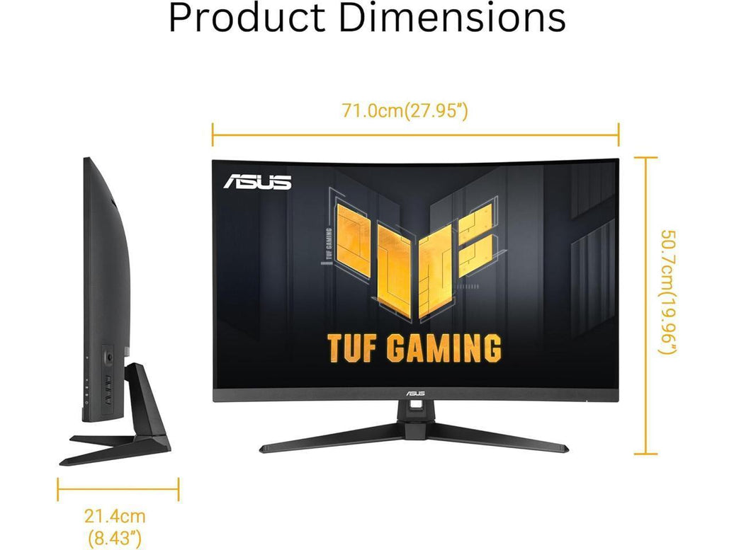 ASUS TUF Gaming 31.5" 1440P Curved HDR Gaming Monitor (VG32WQ3B - QHD (2560 x 1440), 180Hz, 0.5ms, 1500R, Extreme Low Motion Blur, FreeSync, 90% DCI-P3, Shadow Boost, DisplayWidget