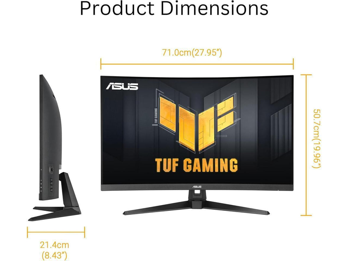 ASUS TUF Gaming 31.5" 1440P Curved HDR Gaming Monitor (VG32WQ3B - QHD (2560 x 1440), 180Hz, 0.5ms, 1500R, Extreme Low Motion Blur, FreeSync, 90% DCI-P3, Shadow Boost, DisplayWidget