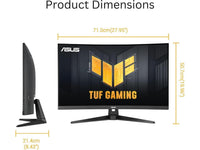 ASUS TUF Gaming 31.5" 1440P Curved HDR Gaming Monitor (VG32WQ3B - QHD (2560 x 1440), 180Hz, 0.5ms, 1500R, Extreme Low Motion Blur, FreeSync, 90% DCI-P3, Shadow Boost, DisplayWidget