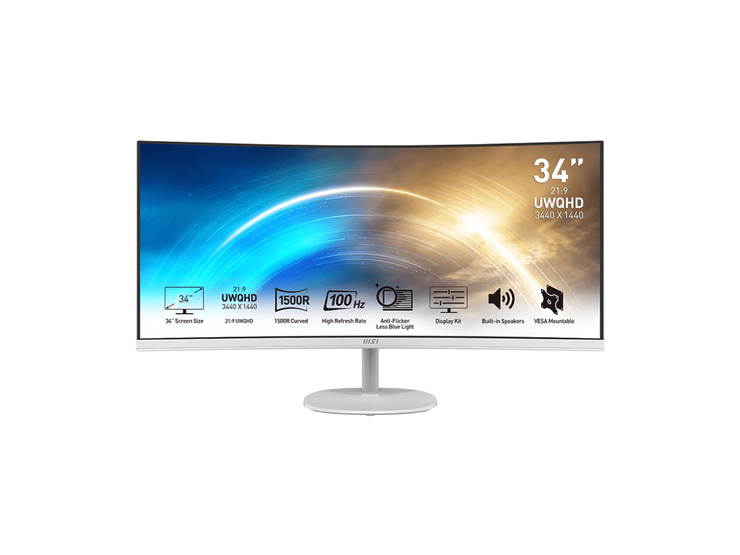 MSI Pro MP341CQW 34" UWQHD 3440 x 1440 (2K) 100 Hz 1ms (MPRT) / 4ms (GTG) Built-in Speakers Curved monitor