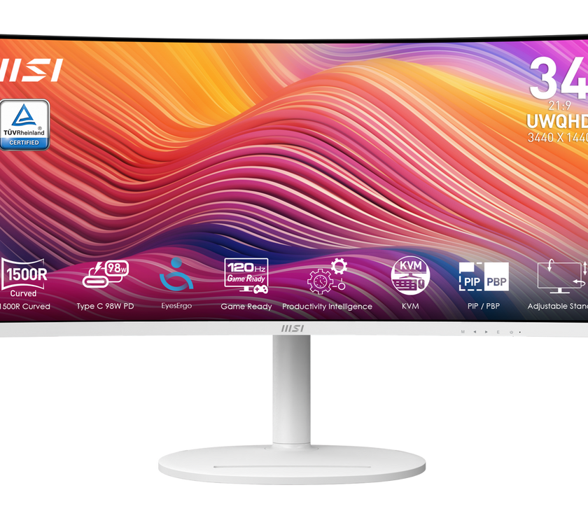 MSI 34" 120 Hz VA UWQHD Monitor 1ms (MPRT) / 4ms (GTG) Adaptive-Sync 3440 x 1440 Adobe RGB / DCI-P3 / sRGB: 92% / 95% / 119% Curved Modern MD342CQPW