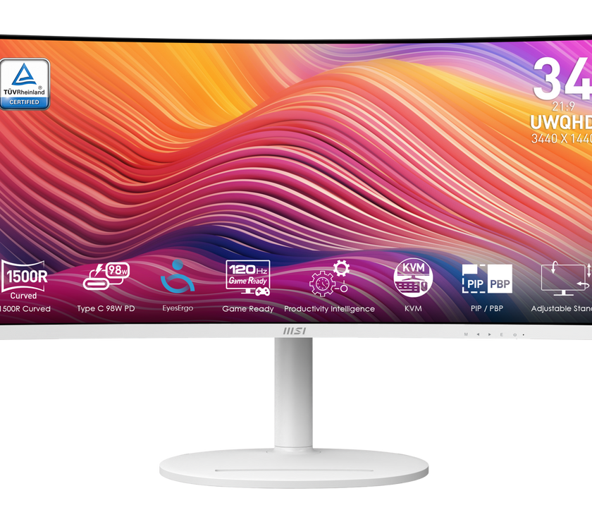 MSI 34" 120 Hz VA UWQHD Monitor 1ms (MPRT) / 4ms (GTG) Adaptive-Sync 3440 x 1440 Adobe RGB / DCI-P3 / sRGB: 92% / 95% / 119% Curved Modern MD342CQPW