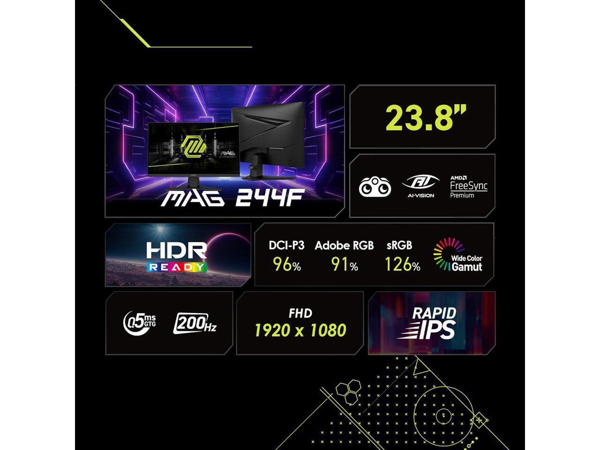 MSI MAG 244C 23.6''Curved Gaming Monitor FHD 1080p 180Hz 1ms Adaptive-Sync HDR Ready VA Panel 1500R Anti-Glare Display 178 Viewing Angle Frameless Design for FPS RPG and Racing Games
