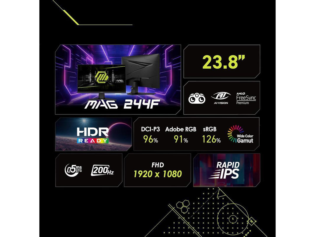 MSI MAG 244C 23.6''Curved Gaming Monitor FHD 1080p 180Hz 1ms Adaptive-Sync HDR Ready VA Panel 1500R Anti-Glare Display 178 Viewing Angle Frameless Design for FPS RPG and Racing Games