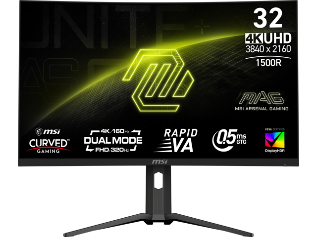 MSI MAG 321CUPDF 32" Curved Gaming Monitor – 4K UHD 160Hz / 1080p 320Hz, Rapid VA, 0.5ms, FreeSync Premium, HDR400, USB-C, AI Vision