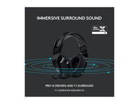 Logitech G733 Lightspeed Wireless Gaming Headset with Suspension Headband, Lightsync RGB, Blue VO!CE mic technology and PRO-G audio drivers - Black