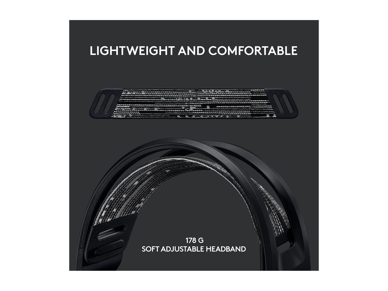Logitech G733 Lightspeed Wireless Gaming Headset with Suspension Headband, Lightsync RGB, Blue VO!CE mic technology and PRO-G audio drivers - Black