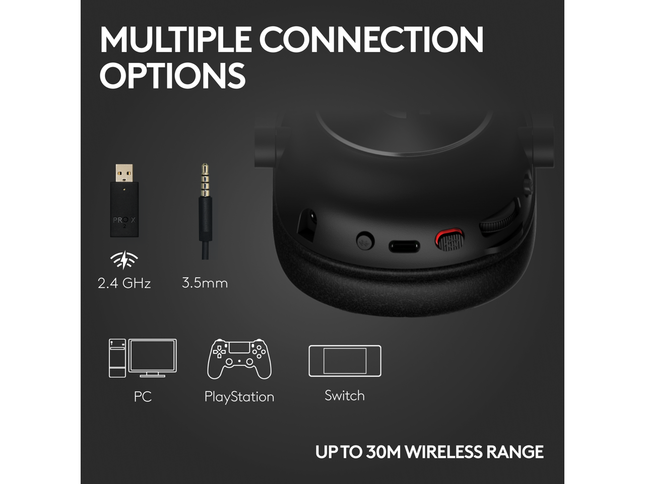 Logitech G PRO X2 LIGHTSPEED Wireless Gaming Headset, Detachable Boom Mic, 50mm Graphene Drivers, DTS:X Headphone 2.07.1 Surround, Bluetooth/USB/3.5mm Aux, for PC, PS5, PS4, Nintendo Switch - Black