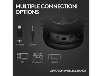 Logitech G PRO X2 LIGHTSPEED Wireless Gaming Headset, Detachable Boom Mic, 50mm Graphene Drivers, DTS:X Headphone 2.07.1 Surround, Bluetooth/USB/3.5mm Aux, for PC, PS5, PS4, Nintendo Switch - Black