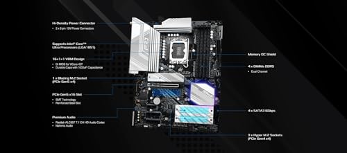 ASRock Z890 Pro RS WiFi 6E Intel Core Ultra LGA1851 RL-ILM ATX Motherboard DDR5 8666 MHz 256 GB Thunderbolt M.2