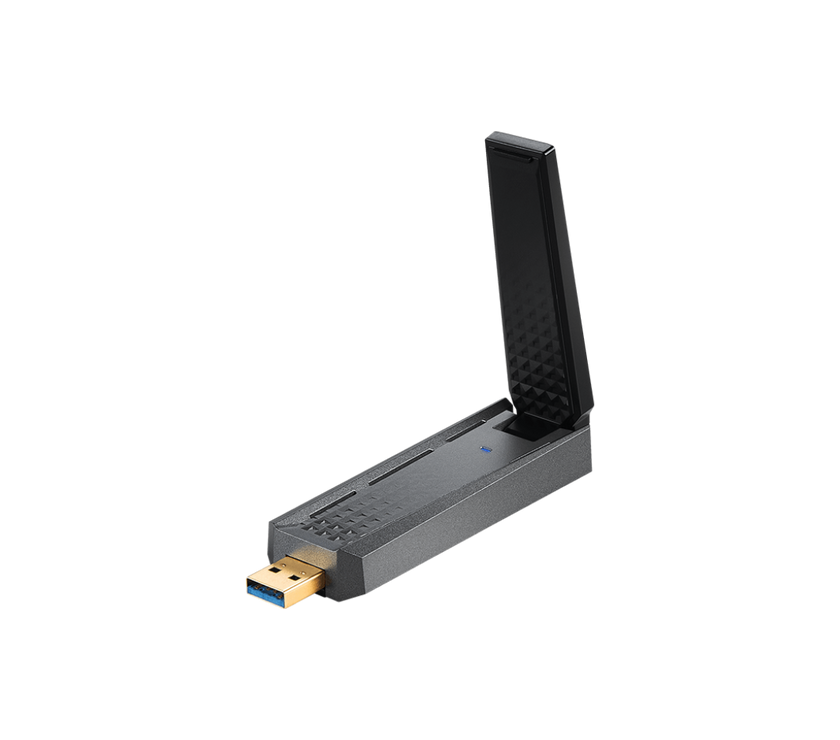 MSI AX1800 WiFi 6 Dual-Band USB Adapter - WLAN up to 1800 Mbps (5GHz, 2.4GHz Wireless), USB 3.2 Gen 1 Type-A, MU-MIMO, Adjustable Antenna, Beamforming, WPA3 - Wired Bracket Included