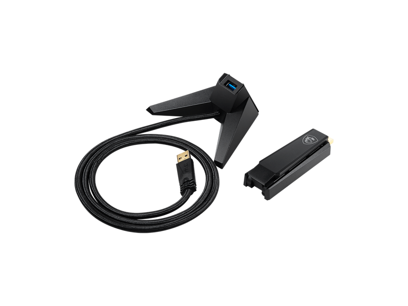 MSI AX1800 WiFi 6 Dual-Band USB Adapter - WLAN up to 1800 Mbps (5GHz, 2.4GHz Wireless), USB 3.2 Gen 1 Type-A, MU-MIMO, Adjustable Antenna, Beamforming, WPA3 - Wired Bracket Included