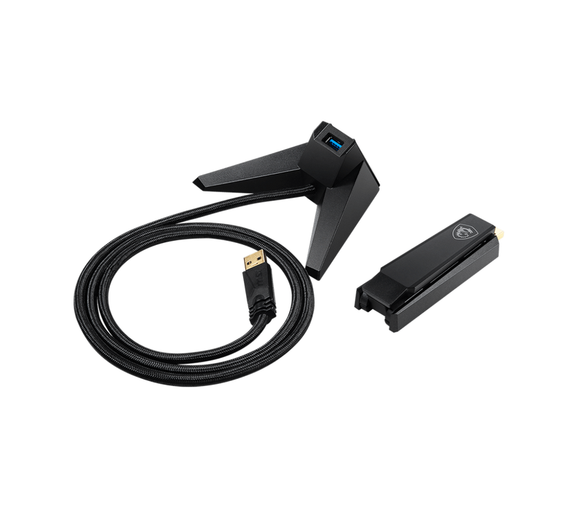 MSI AX1800 WiFi 6 Dual-Band USB Adapter - WLAN up to 1800 Mbps (5GHz, 2.4GHz Wireless), USB 3.2 Gen 1 Type-A, MU-MIMO, Adjustable Antenna, Beamforming, WPA3 - Wired Bracket Included