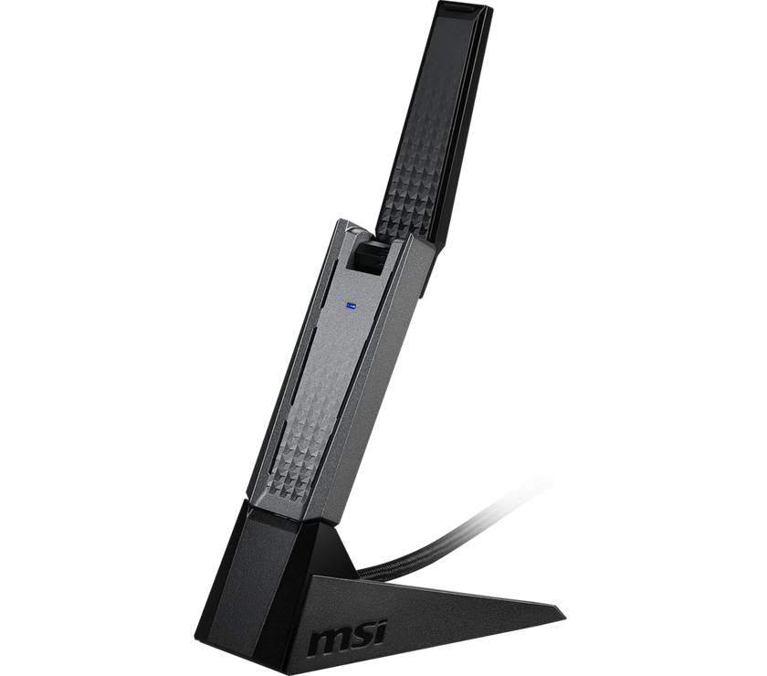 MSI AX1800 WiFi 6 Dual-Band USB Adapter - WLAN up to 1800 Mbps (5GHz, 2.4GHz Wireless), USB 3.2 Gen 1 Type-A, MU-MIMO, Adjustable Antenna, Beamforming, WPA3 - Wired Bracket Included
